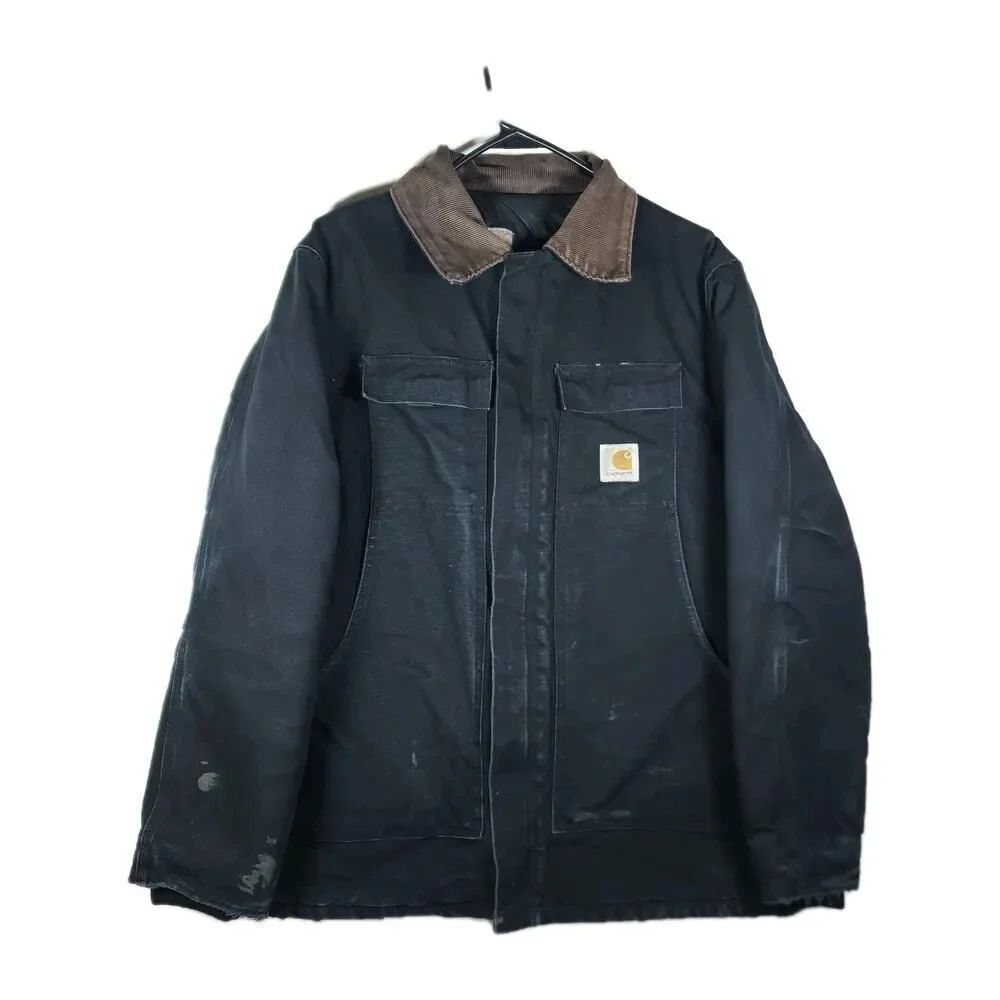 Carhartt Men's Vintage Arctic Sz 44 Black Quilted Lined Canvas Workwear Jacket